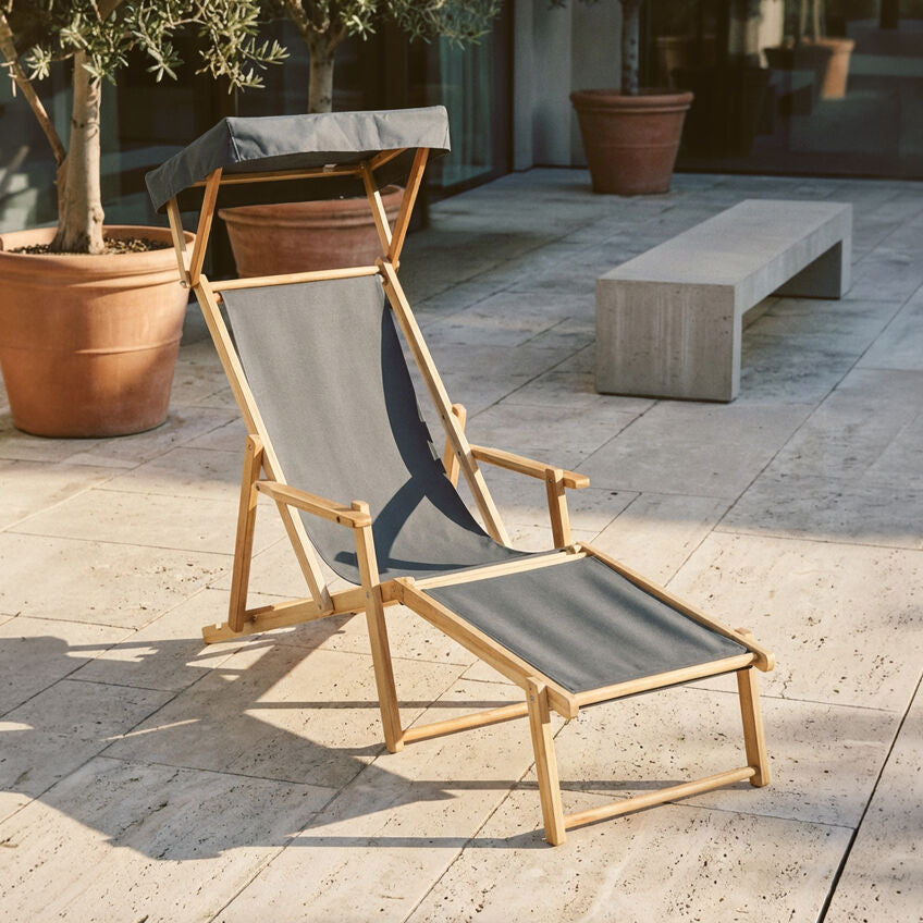 Khaki Wooden Lounger