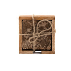 Set of 4 Wooden Berry Etched Coasters