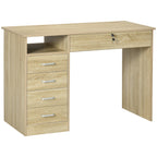 Computer Desk, Home Office Desk with Lockable Drawer, Storage Shelf for Study Bedroom, 110 x 50 x 76 cm, Oak Oak