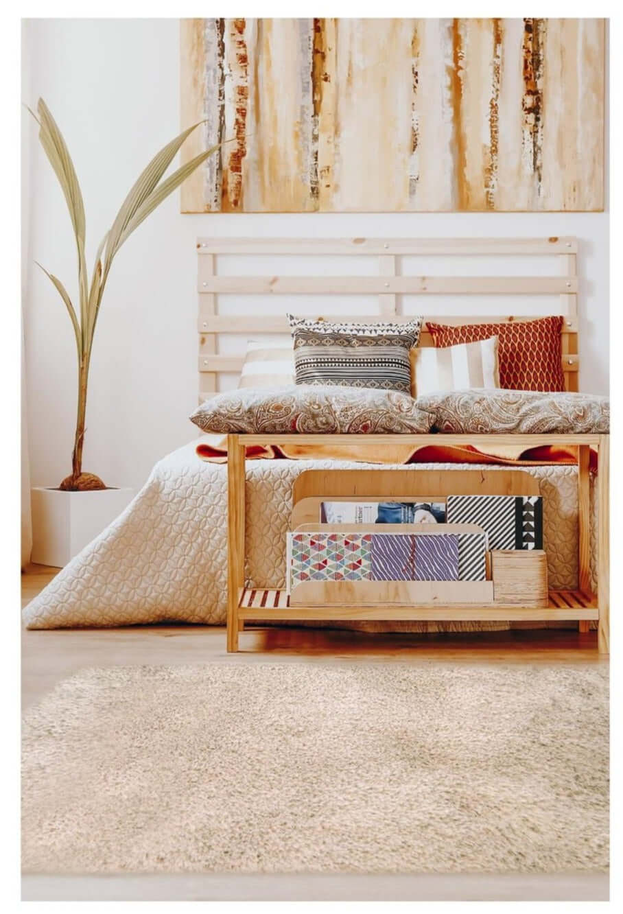 Soft Washable Beige Shaggy Rug