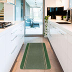 Washable Designer Bordered Green Rug