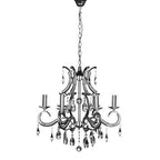 6 Arm Polished Chrome Crystal Chandelier
