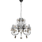 6 Arm Chrome Iron Frame Crystal Chandelier