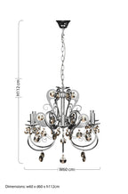 6 Arm Chrome Iron Frame Crystal Chandelier