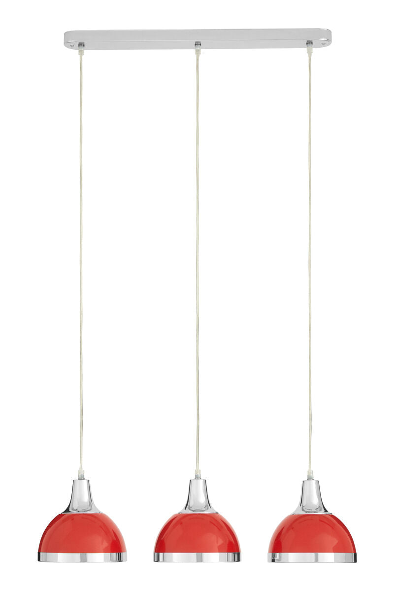 Red Shade and Chrome Pendant Light