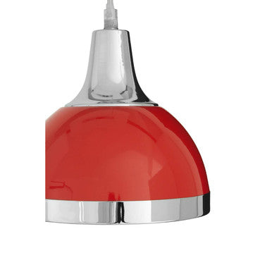 Red Shade and Chrome Pendant Light