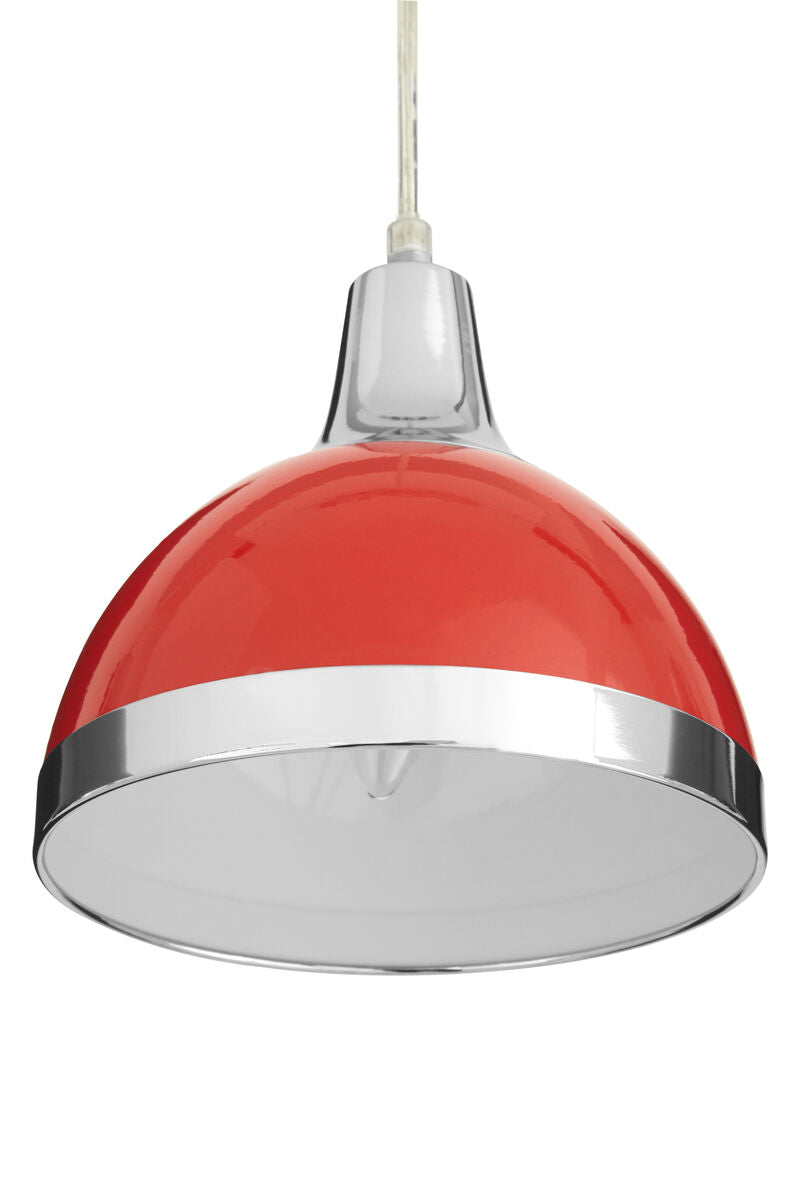 Red Shade and Chrome Pendant Light