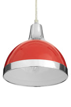 Red Shade and Chrome Pendant Light