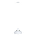 White Finish Pendant Light with Chrome Detail