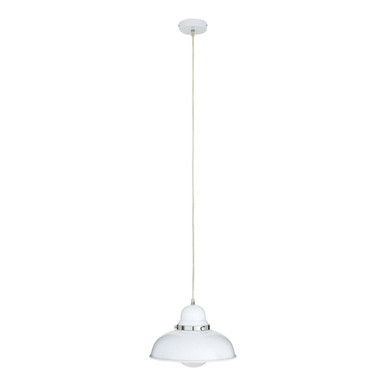 White Finish Pendant Light with Chrome Detail
