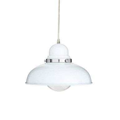White Finish Pendant Light with Chrome Detail