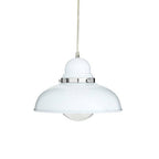 White Finish Pendant Light with Chrome Detail
