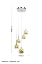 Smoked Glass and Chrome 5 Pendant Light