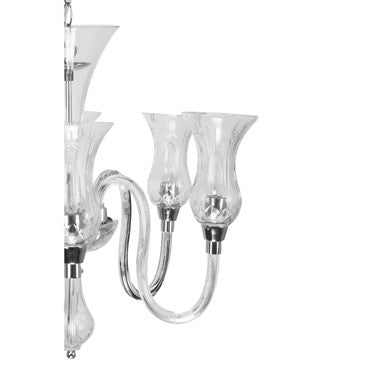 Glass and Chrome 6 Arm Chandelier