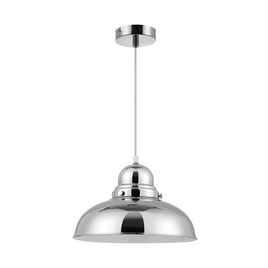 Chrome Finish Bowl Shaped Pendant Light