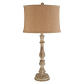 Natural Fabric Shade Table Lamp with Polyresin Base
