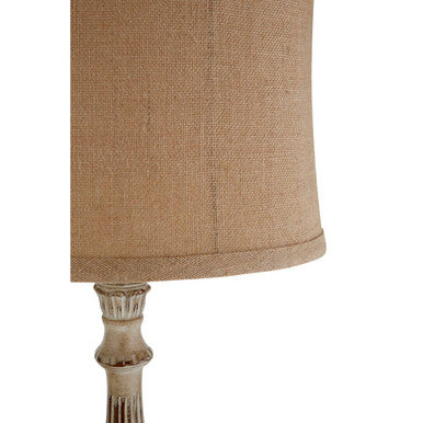 Natural Fabric Shade Table Lamp with Polyresin Base