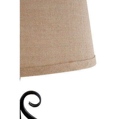Black Metal Swirl Base Table Lamp with Neutral Shade