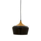 Black Metal and Wood Effect Pendant Light