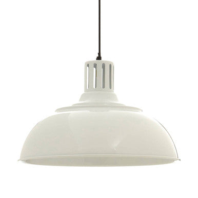 White Metal Ridged Pendant Light