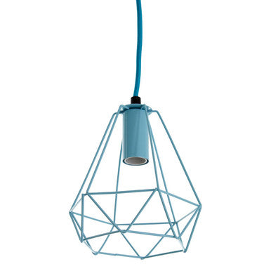 Blue Metal Wire Pendant Light