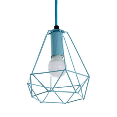 Blue Metal Wire Pendant Light