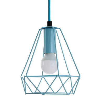 Blue Metal Wire Pendant Light