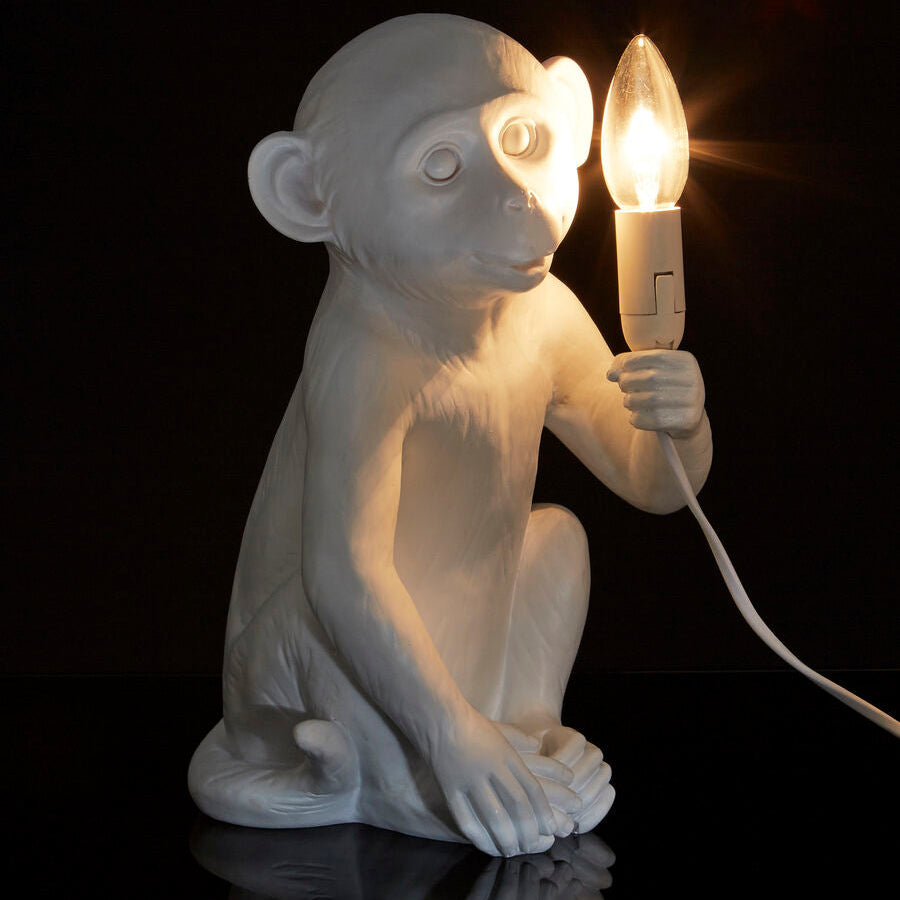 White Finish Monkey Lamp