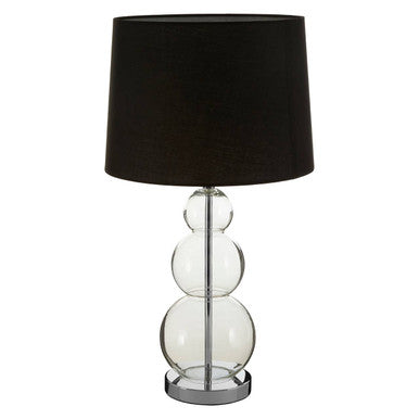 Black Fabric Shade Table Lamp with Glass Orbs
