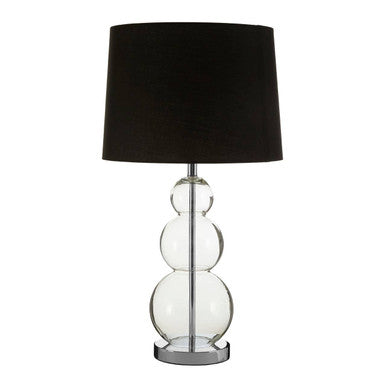 Black Fabric Shade Table Lamp with Glass Orbs