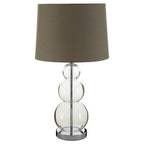 Grey Fabric Shade Table Lamp with Glass Orbs