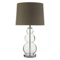 Grey Fabric Shade Table Lamp with Glass Orbs