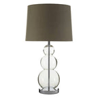 Grey Fabric Shade Table Lamp with Glass Orbs