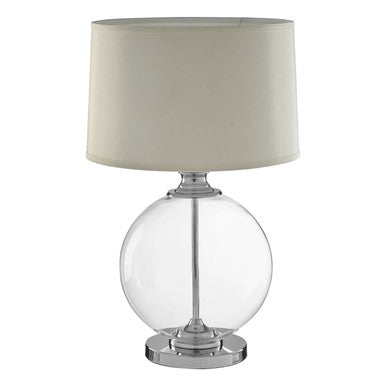 Small Round Glass Table Lamp Ivory Silk Shade