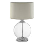 Small Round Glass Table Lamp Ivory Silk Shade
