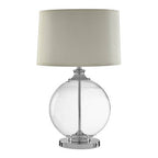 Small Round Glass Table Lamp Ivory Silk Shade