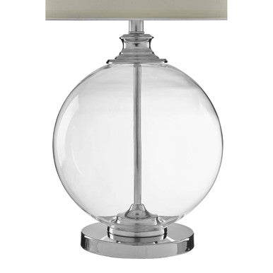 Small Round Glass Table Lamp Ivory Silk Shade