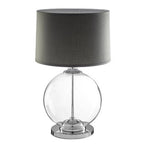 Glass Table Lamp with Grey Linen Shade