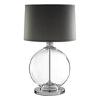 Glass Table Lamp with Grey Linen Shade