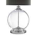 Glass Table Lamp with Grey Linen Shade
