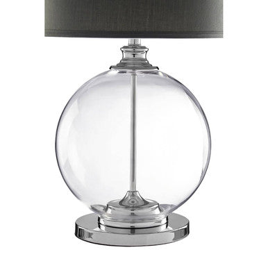 Glass Table Lamp with Grey Linen Shade