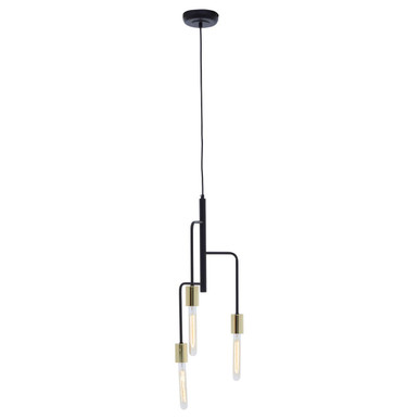 3 Bulb Gold and Black Pendant Light