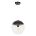 Black Finish Pendant Light with Clear Glass Sphere