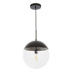 Black Finish Pendant Light with Clear Glass Sphere