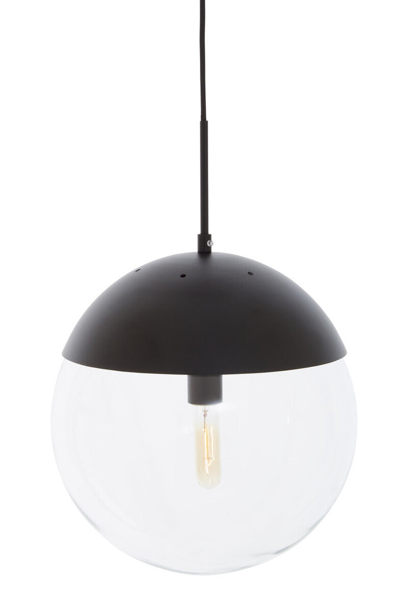 Black Finish Pendant Light with Clear Glass Sphere