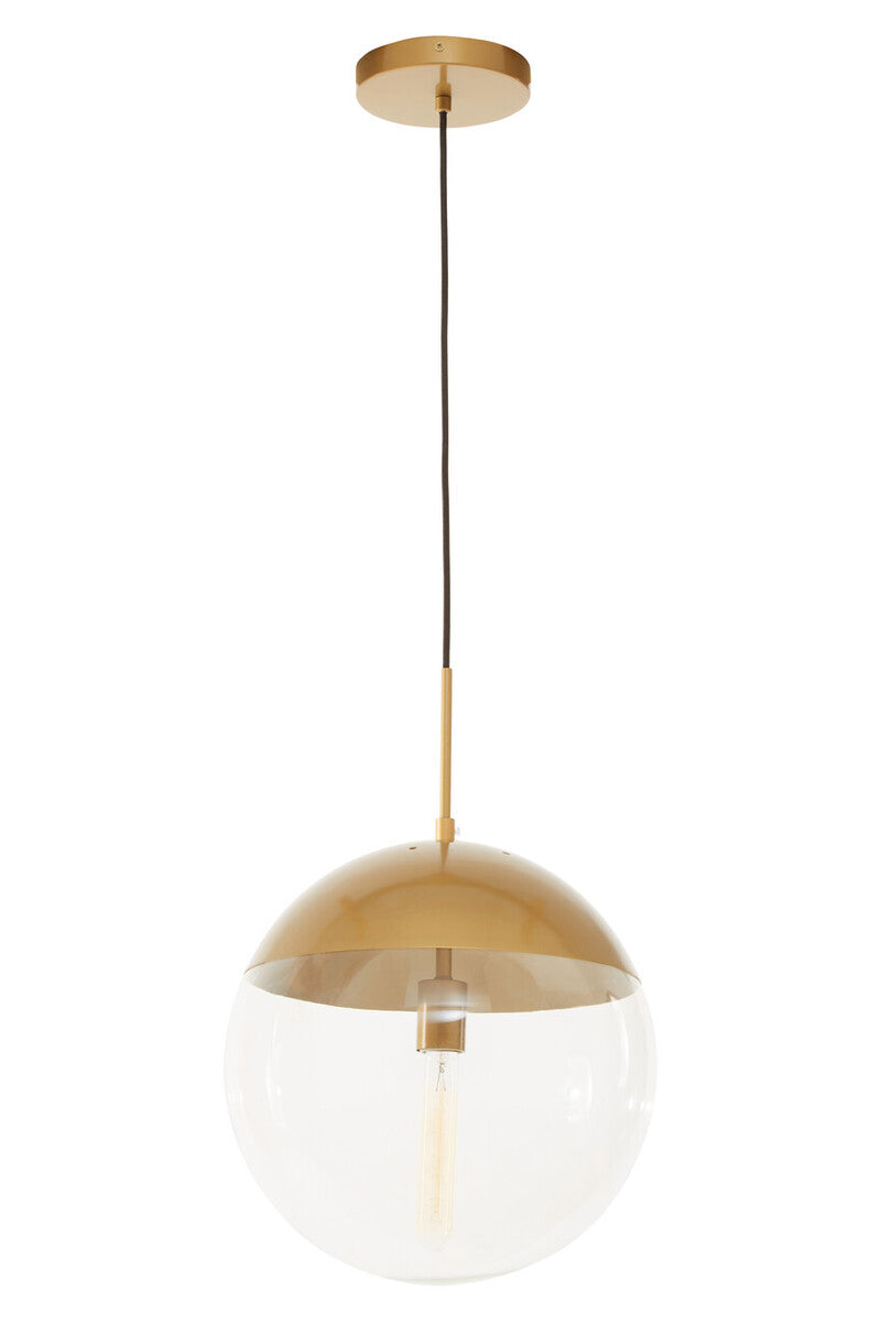 Gold Finish Pendant Light with Clear Glass Globe