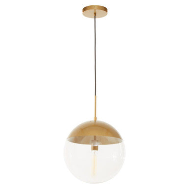 Gold Finish Pendant Light with Clear Glass Globe