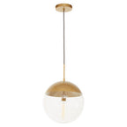 Gold Finish Pendant Light with Clear Glass Globe