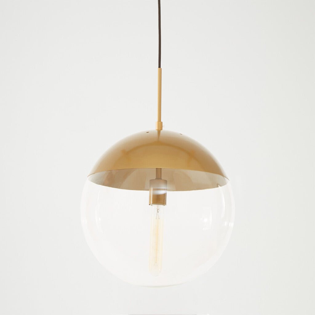 Gold Finish Pendant Light with Clear Glass Globe