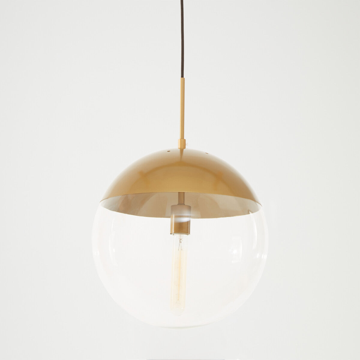 Gold Finish Pendant Light with Clear Glass Globe